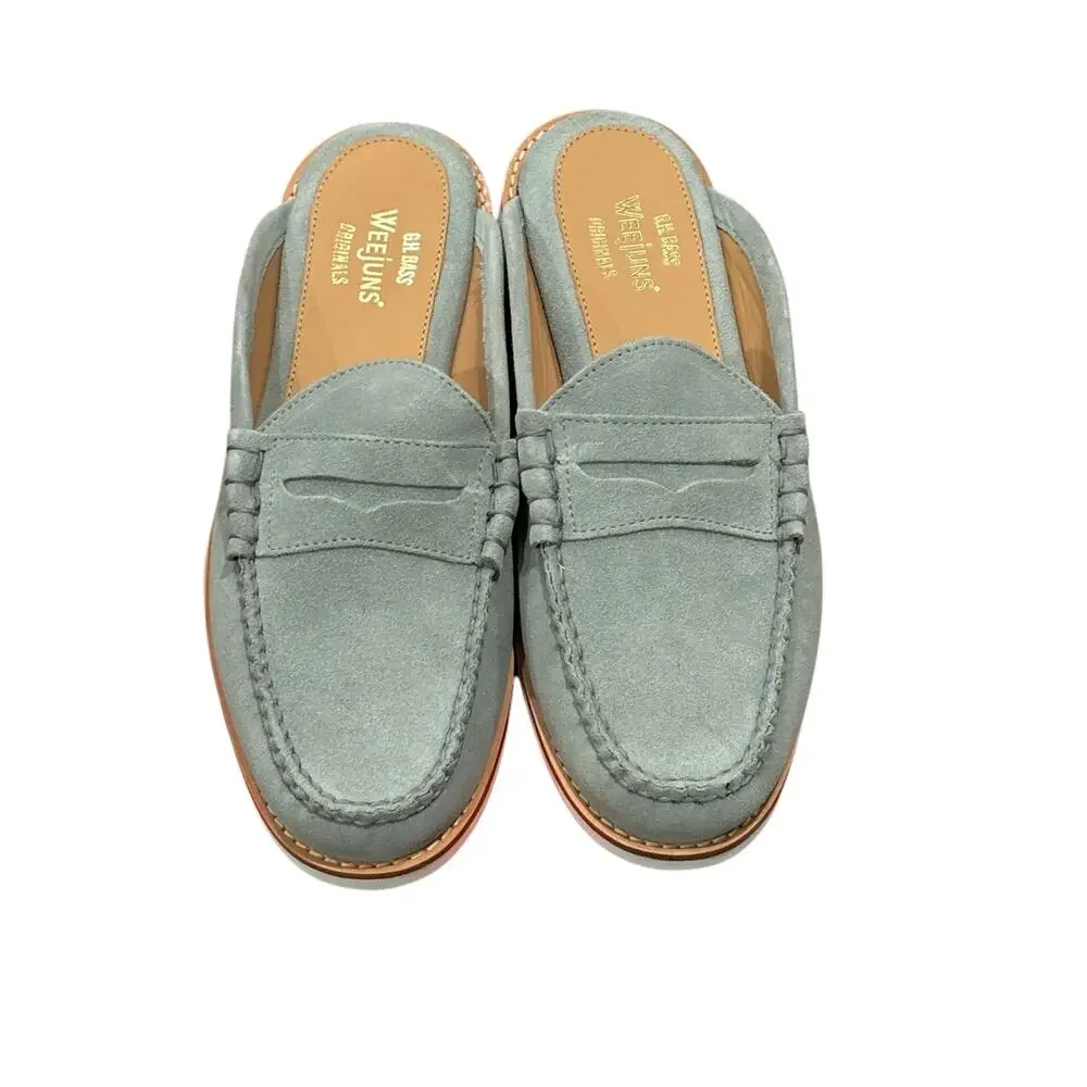 G.H. Bass Larson Suede Penny Loafer Mules in Sage green size 10 - Picture 2 of 7